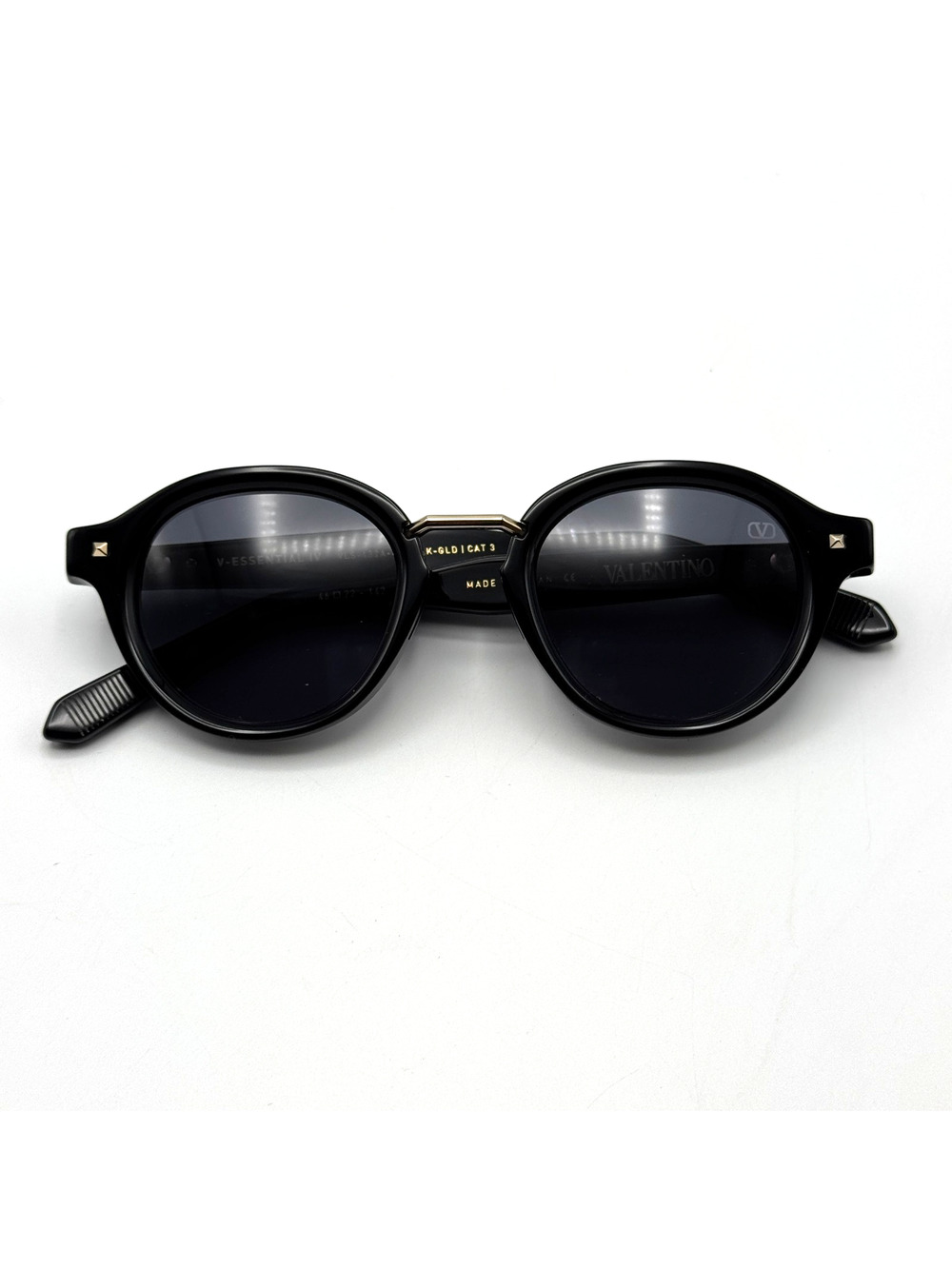 Valentino Sunglasses V-ESSENTIAL IV VLS-132A Black Round Frame Gray AR Lens NEW